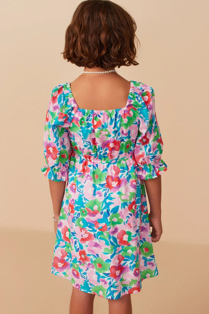 GIRLS FLORAL SMOCKED DRESS
