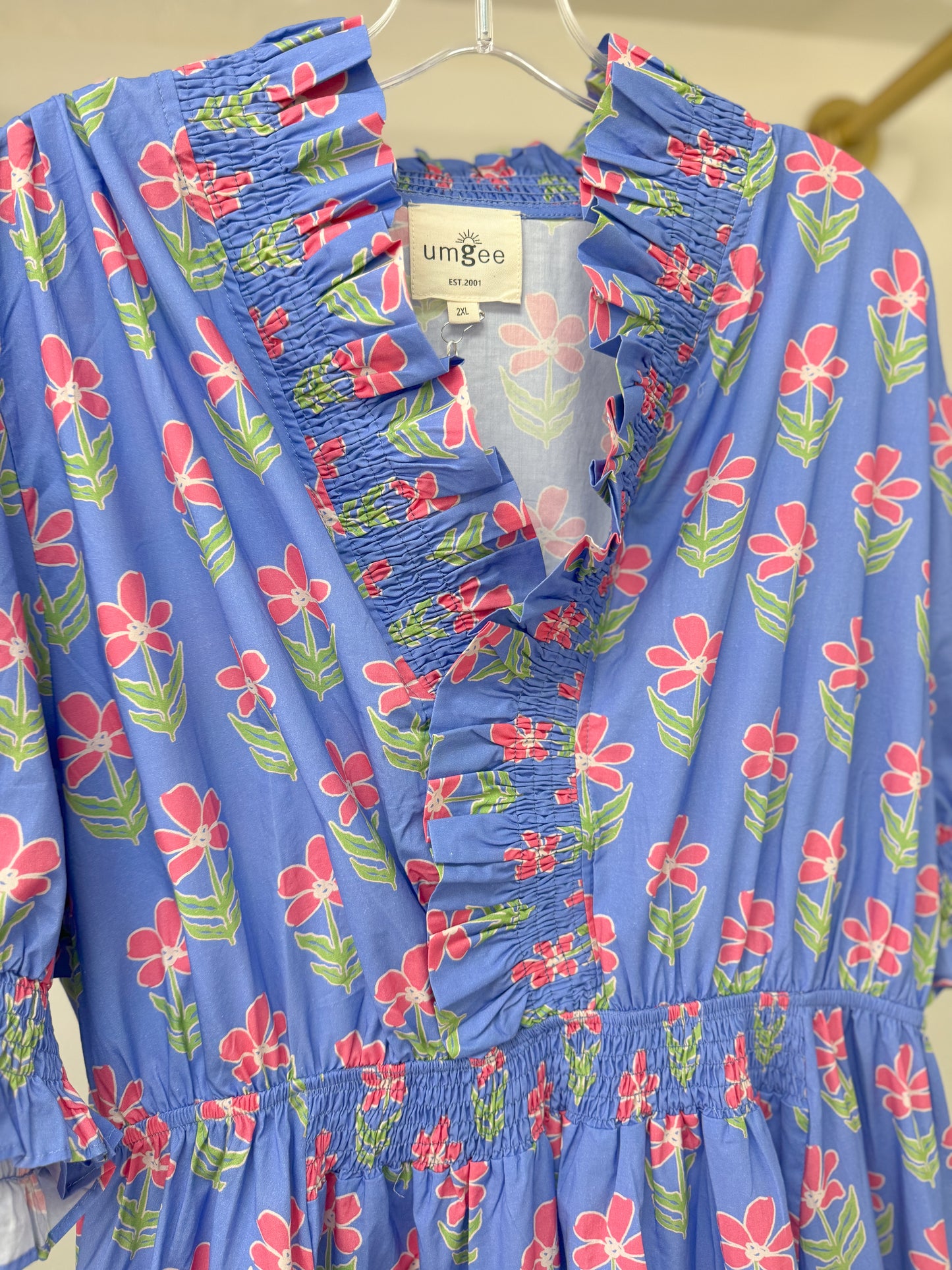 PLUS- Blue Flower Dress