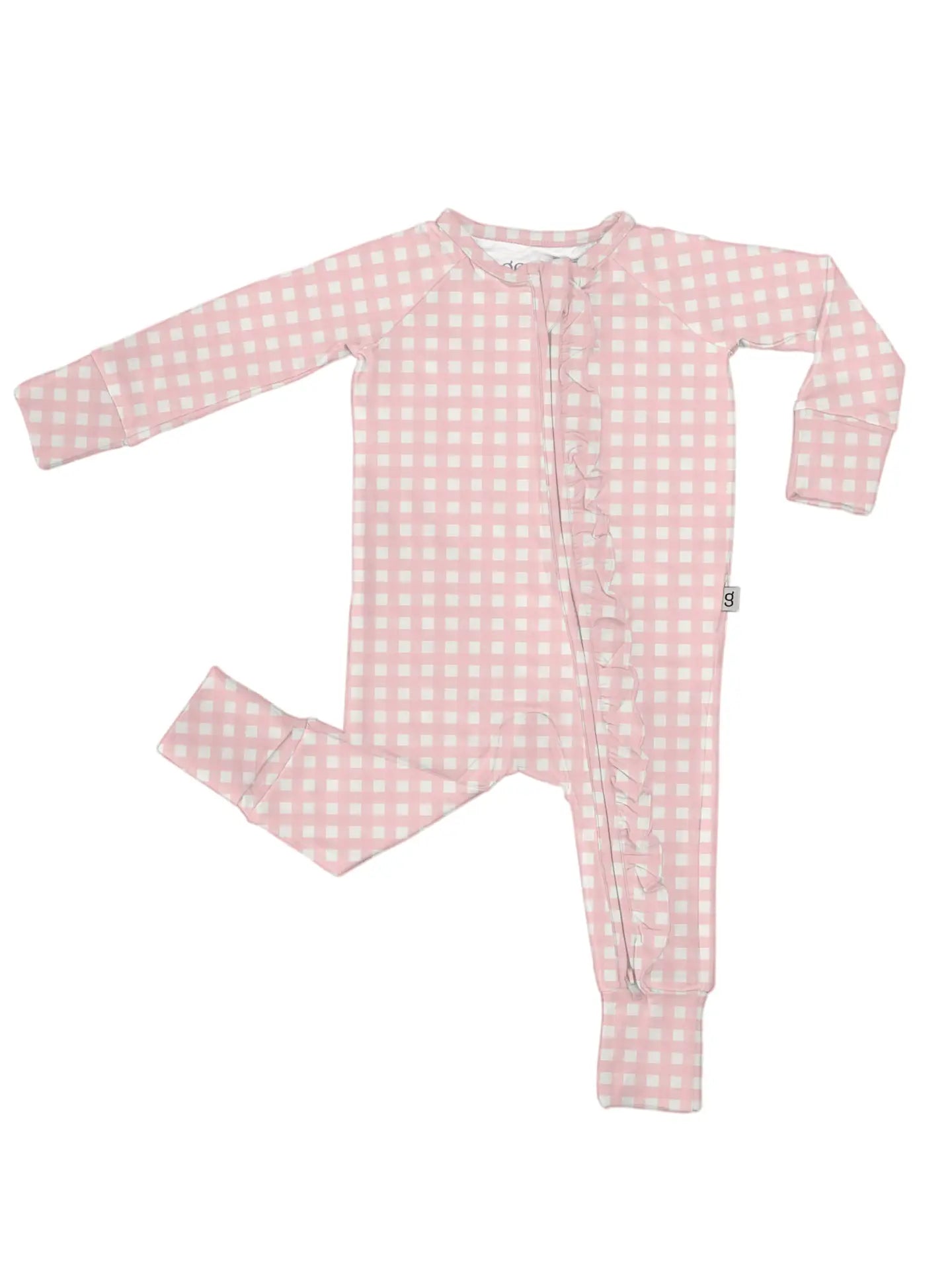 PINK GINGHAM- CONVERTIBLE ZIP WITH RUFFLES