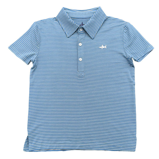 BANKS BOYS PERFORMANCE SS POLO- BLUE/WHITE STRIPE