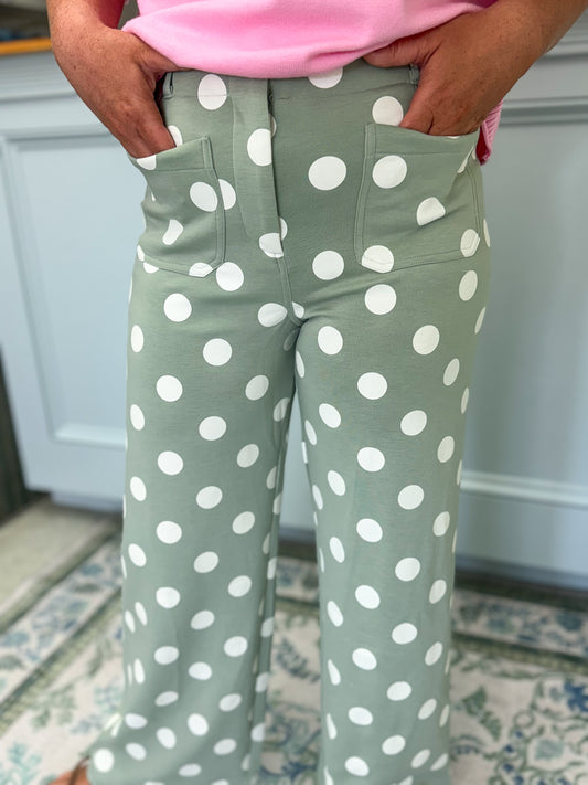 Sage Polka Dot Pants