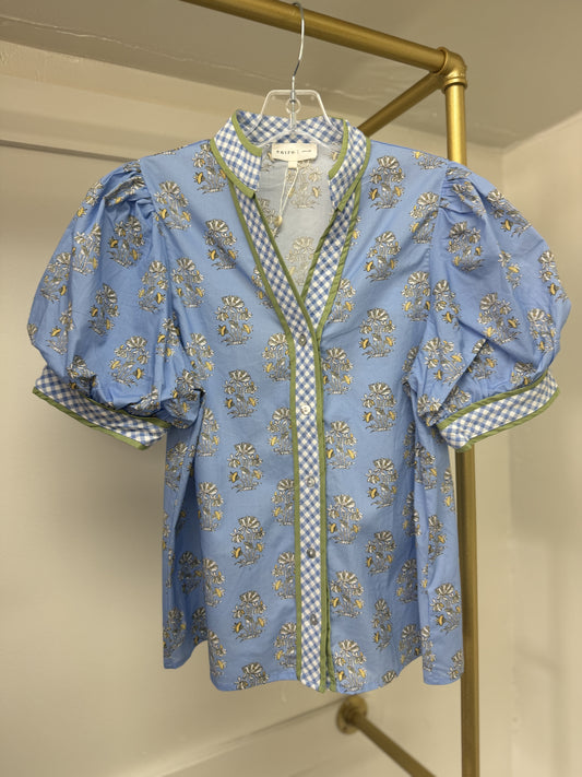 Entro Blue Gingham Top