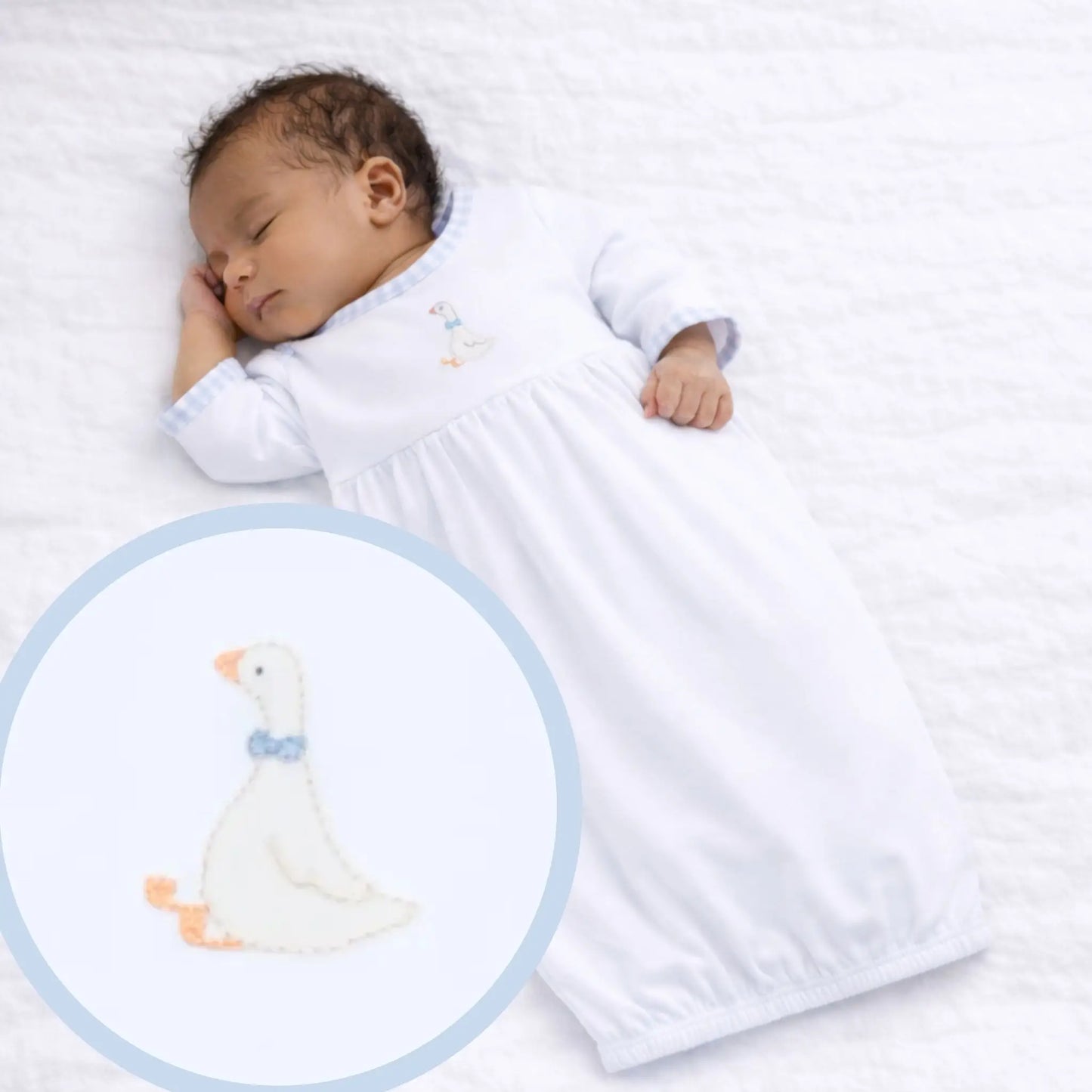 SILLY GOOSE GATHERED GOWN- LIGHT BLUE