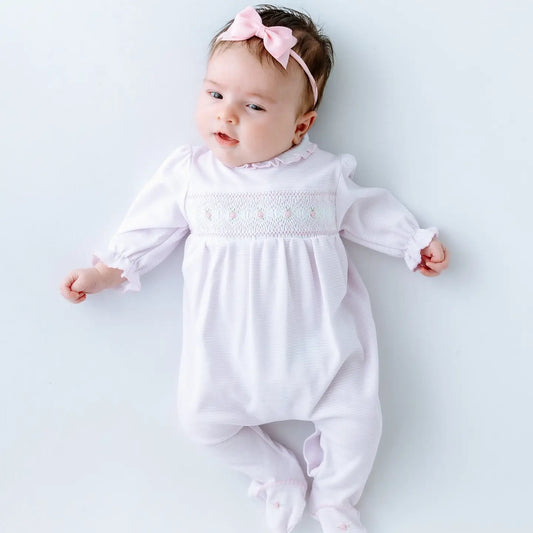 JULIA SMOCKED FOOTIE- PINK
