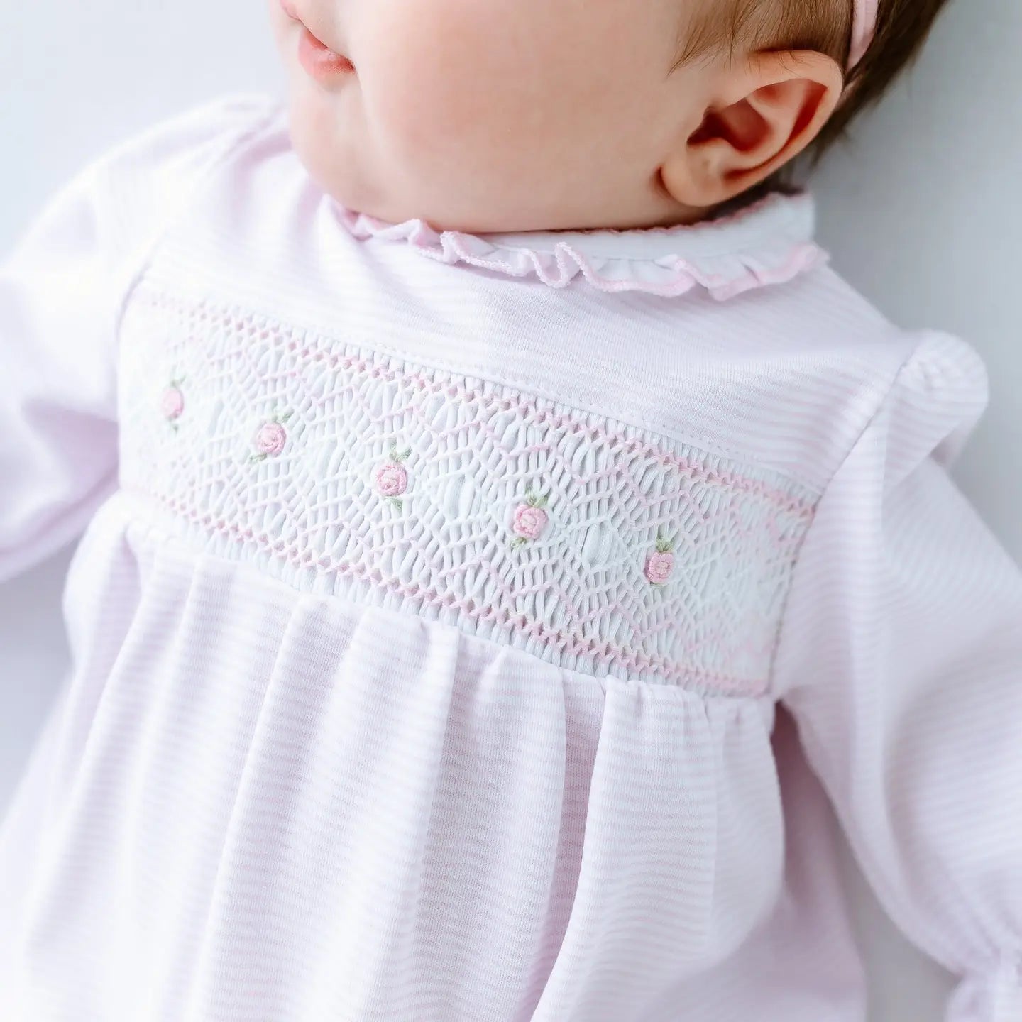 JULIA SMOCKED FOOTIE- PINK