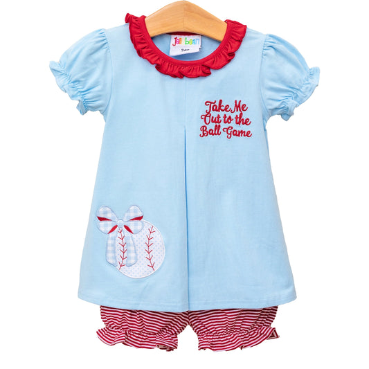 TAKE ME OUT TO THE BALL GAME- PLEAT BLOOMER SET