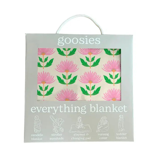 PINK BLOCK PRINT FLOWERS- EVERYTHING BLANKET